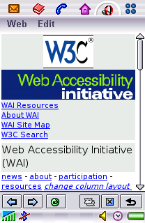 The WAI home page on a SP910 phone